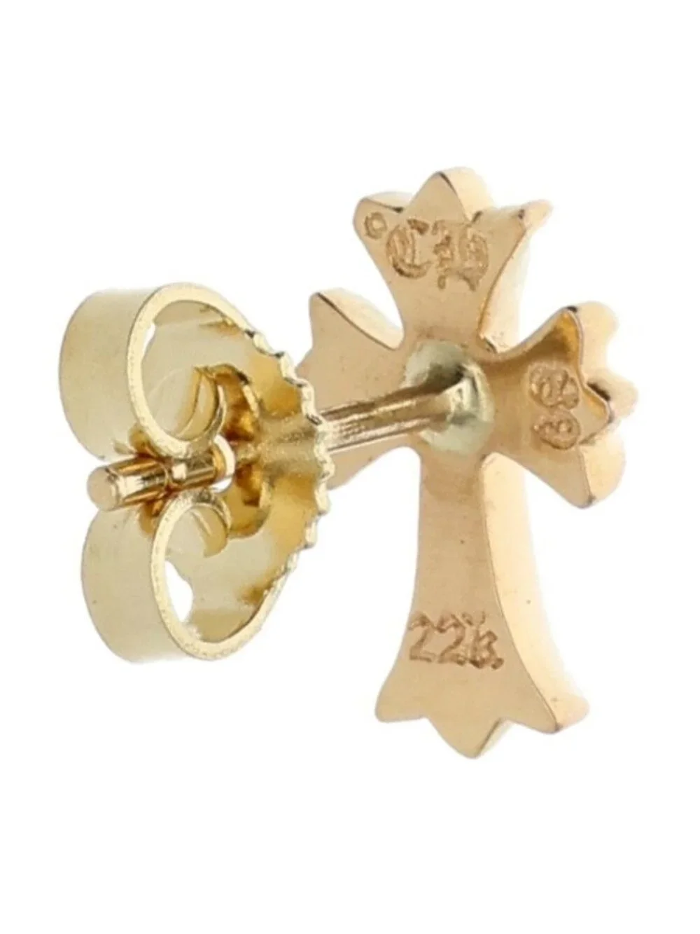 Chrome Hearts 22k No2 CH Crs 22k CH Cross Stud Gold Earrings